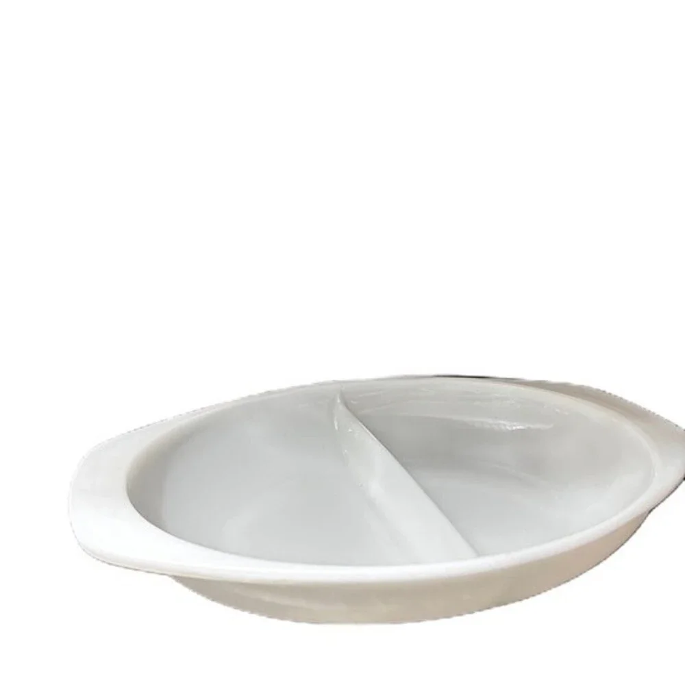 Vintage Pyrex Oval Divided Casserole‎ Dish Farmhouse Country Cottage Home Decor